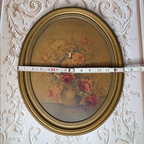 Vintage M. DeCamb Oval Frame Floral Flowers Print Picture By Borin Art Products - Picture 6 of 7